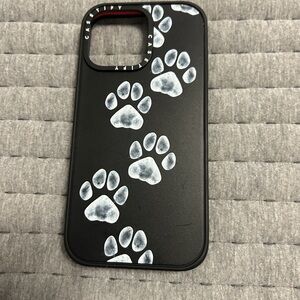 Casetify Black Phone Case with White Paw Print Trail